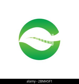 leaf negative space shape letter G. nature logo design concept; Stock Vector