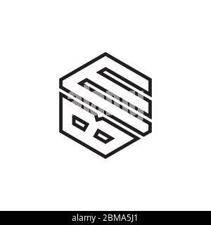 B M hexagon lines logo design vector Stock Vector