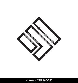 M J square lines logo design vector Stock Vector