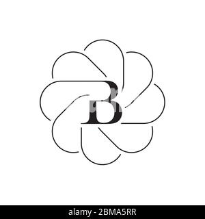 B flower lines logo design vector Stock Vector