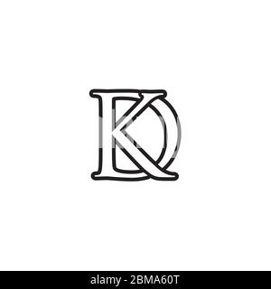 D K / K D serif letter lines logo design vector Stock Vector