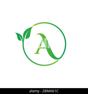A letter leaf circle logo design vector Stock Vector