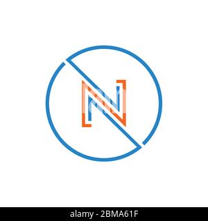 N letter on circle lines design concept Stock Vector
