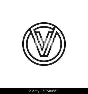 V / V V circle lines logo design vector Stock Vector