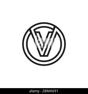 V / V V circle lines logo design vector Stock Vector