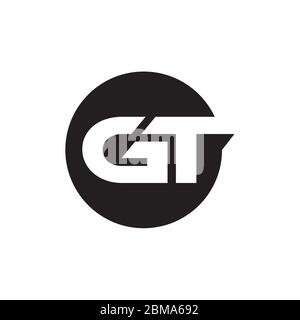 G T letter negative space on circle design vector Stock Vector