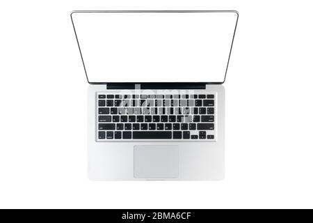 laptop with empty space isolated on white background, top view and clipping path Stock Photo