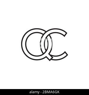 Q C letter lines logo design vector Stock Vector