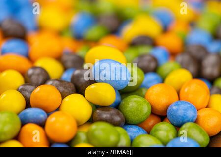 Chocolate coated peanuts as detailed close up shot (selective focus) Stock Photo