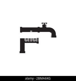 F letter logo tap faucet pipe design concept Stock Vector