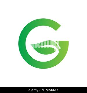green leaf initial letter G logo design concept Stock Vector