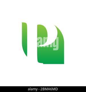P green leaf letter logo negative space design concept Stock Vector