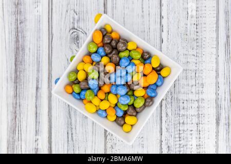 Chocolate coated peanuts as detailed close up shot (selective focus) Stock Photo