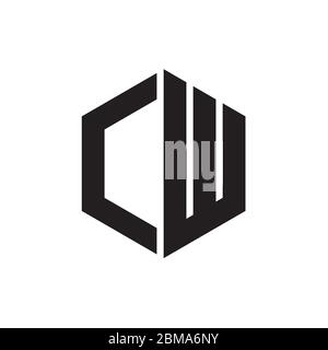 C W letter logo hexagon design concept Stock Vector