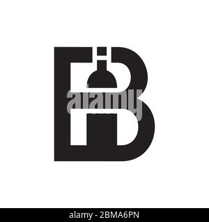 B initial letter logo bottle design concept Stock Vector