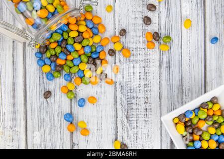 Chocolate coated peanuts as detailed close up shot (selective focus) Stock Photo