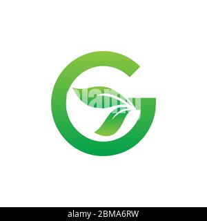G leaf letter logo design vector Stock Vector