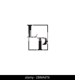 L P on square lines logo design vector Stock Vector