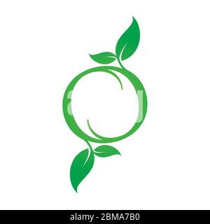nature leaf O letter logo design concept Stock Vector