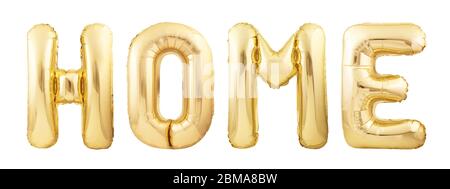 Home word made of inflatable balloons isolated on white background Stock Photo