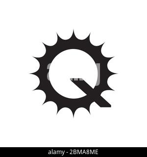 sun concept Q letter logo design Stock Vector