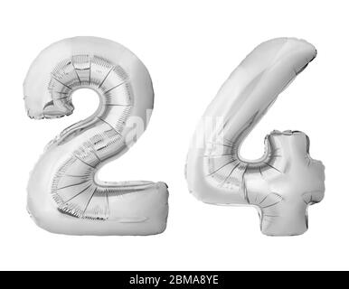 Number 24 twenty four made of rose gold inflatable balloons isolated on  white background Stock Photo - Alamy