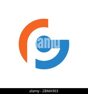 P G / G P letter logo design vector Stock Vector