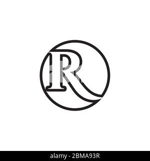 R serif letter circle lines logo design vector Stock Vector