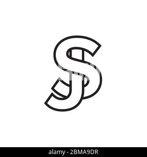S J / J S letter line logo design vector Stock Vector