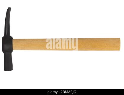 Pickaxe with wooden handle isolated on white background. Horizontal shot Stock Photo