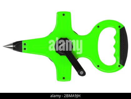 Geodesic light green earth-measuring tape isolated on white background. Horizontal shot Stock Photo