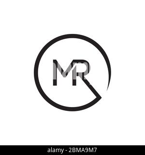 M R letter on circle lines design concept Stock Vector