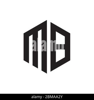 M B letter logo hexagon design concept Stock Vector