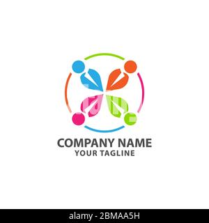 Abstract people logo design, human icon community logotype. Stock Vector