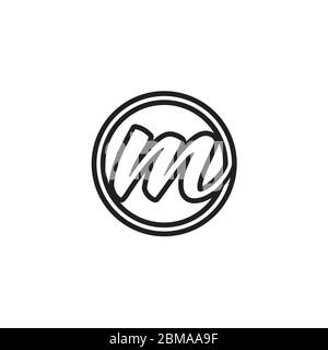 M script letter circle lines logo design vector Stock Vector
