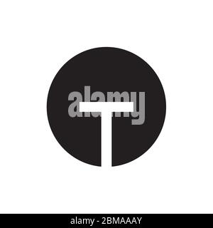 letter T negative space on circle design vector Stock Vector