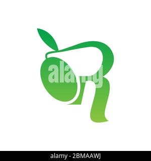 R olive letter logo design concept Stock Vector