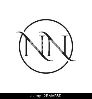 N N serif letter on circle lines design vector Stock Vector