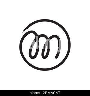 circle lines M lowercase letter logo design vector Stock Vector