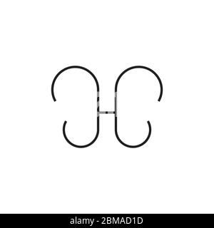H letter lines elegant logo butterfly design concept Stock Vector