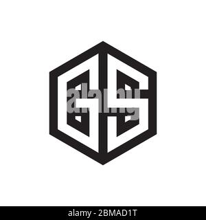 G S letter hexagon lines logo design concept Stock Vector