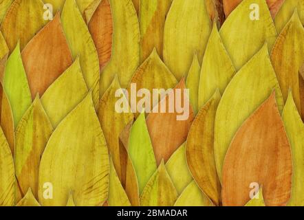 Seamless dry pressed yellow leaves pattern Stock Photo