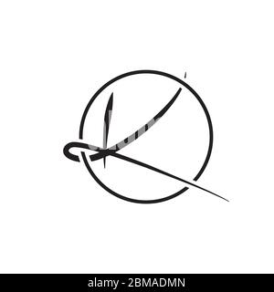 K letter script on circle lines design vector Stock Vector