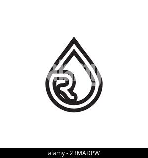 water drop letter R lines design concept Stock Vector