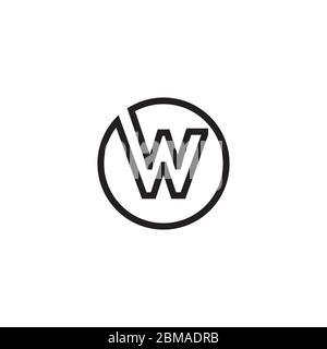 W circle letter lines logo design vector Stock Vector