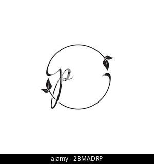 P circle leaf script letter logo design concept Stock Vector