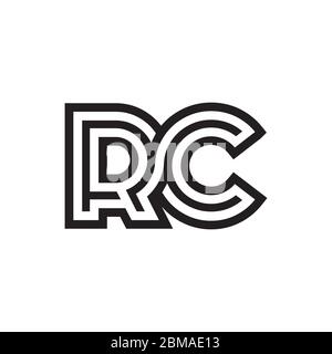 R C letter lines logo design vector Stock Vector