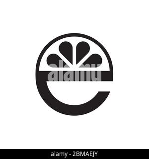 slice lime letter E logo design concept Stock Vector