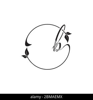 B script leaf circle logo design concept Stock Vector