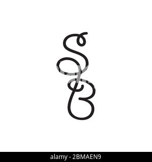 S B script decorative logo design vector Stock Vector